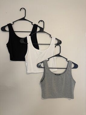 Women’s Ribbed Tank Crop Top - Black, White & Gray